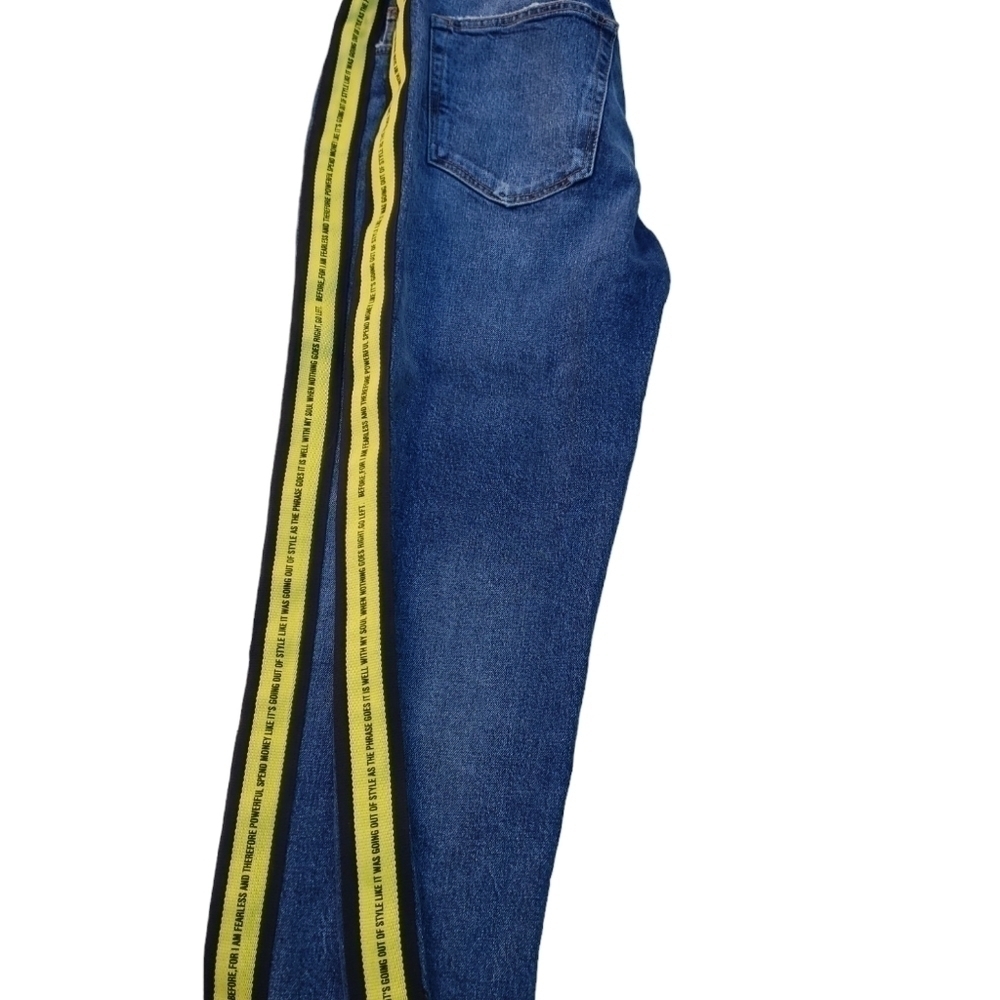 NWT Zara denim phrase striped side button fly jeans size 46 - Picture 3 of 7